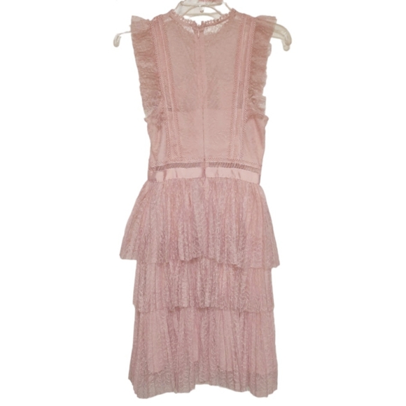 HEARTLOOM Anthropologie Lace Tiered Dress Dusty Rose Pink XS 0 2 NWOT - Picture 4 of 12